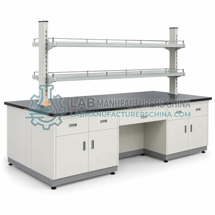 Island Bench with Overhead Reagent Shelf — product photo