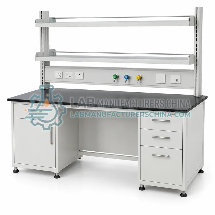 Wall Bench with Reagent Shelf and Service Panel — product photo